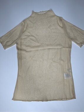 NWT Beige/Gold Sheer Short-Sleeve Top - 212-214